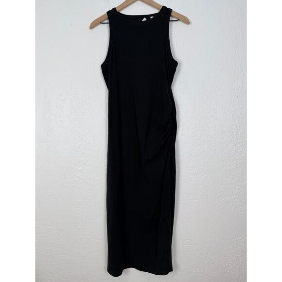 Vince Side Drape Tank Dress in Black Minimalist Quiet Luxury Chic Size Medium - Picture 2 of 6